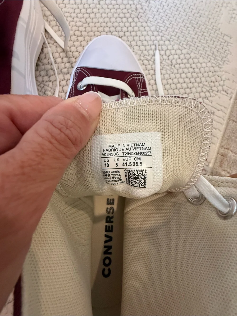 Converse High Top Platform Sneakers - Burgundy & White